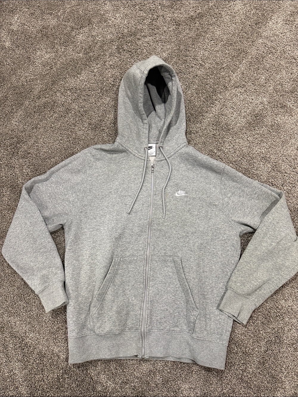 Nike Light Gray Full-Zip Hoodie - Men's Classic Zip-Up